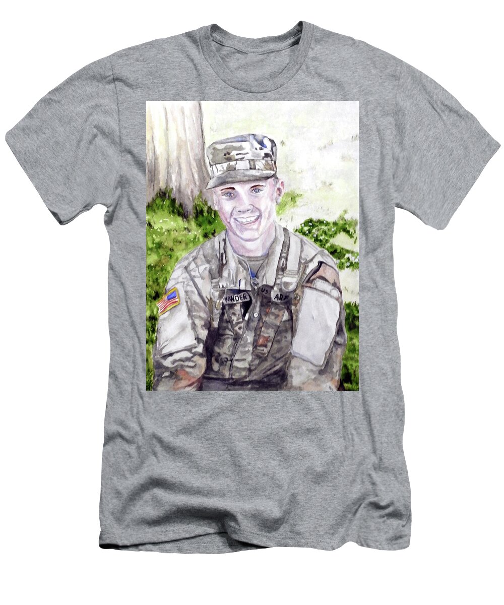 Soldier T-Shirt featuring the painting The Shade of Success by Barbara F Johnson