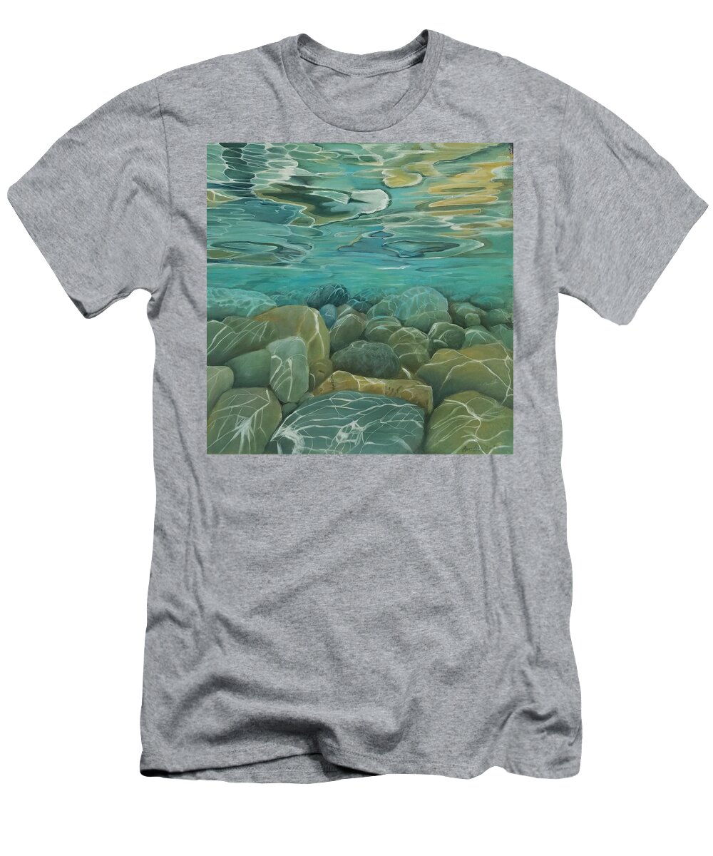 Sea T-Shirt featuring the painting The Shallows by Caroline Philp