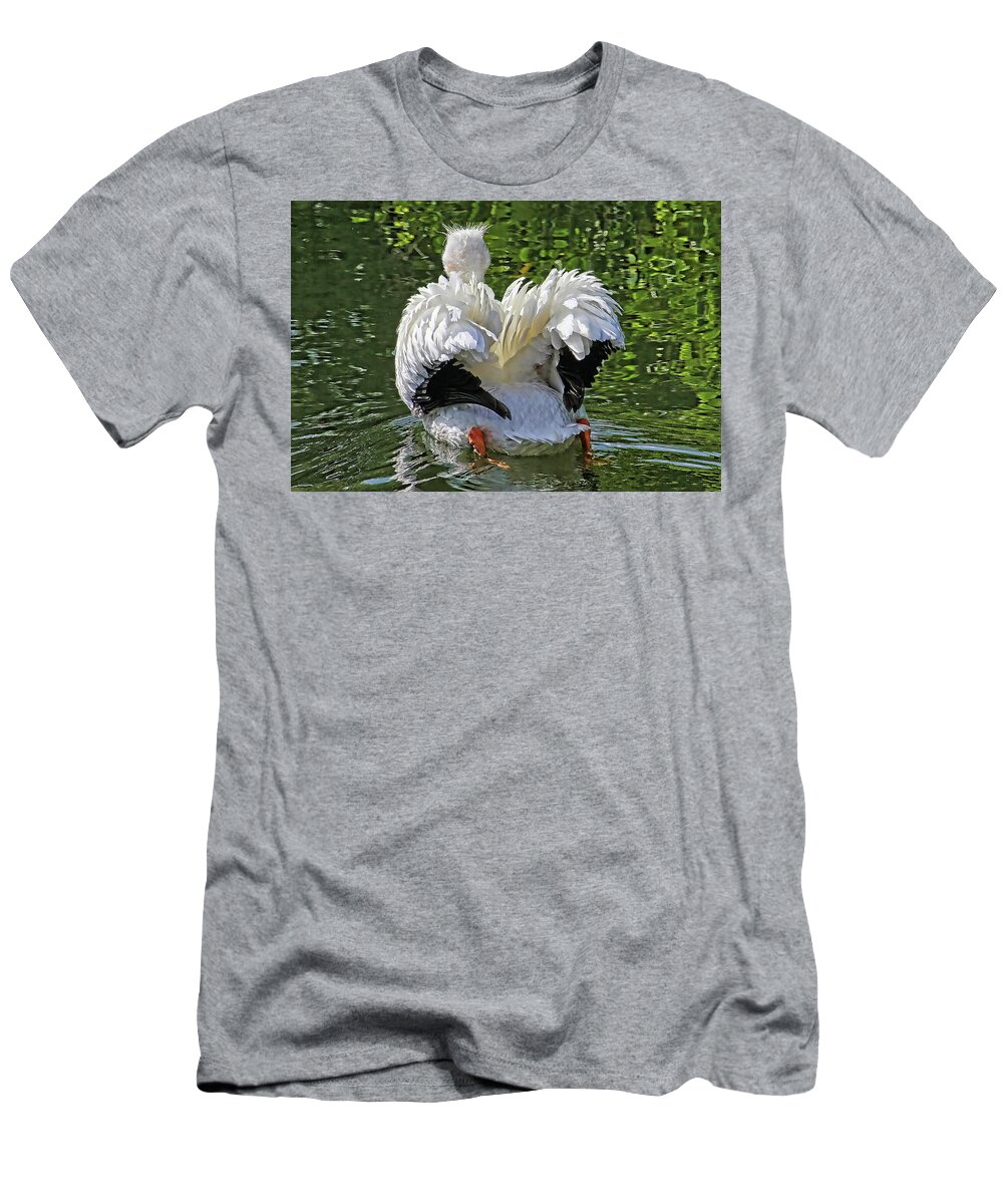 American White Pelican T-Shirt featuring the photograph The South End Of A Northbound Bird by HH Photography of Florida