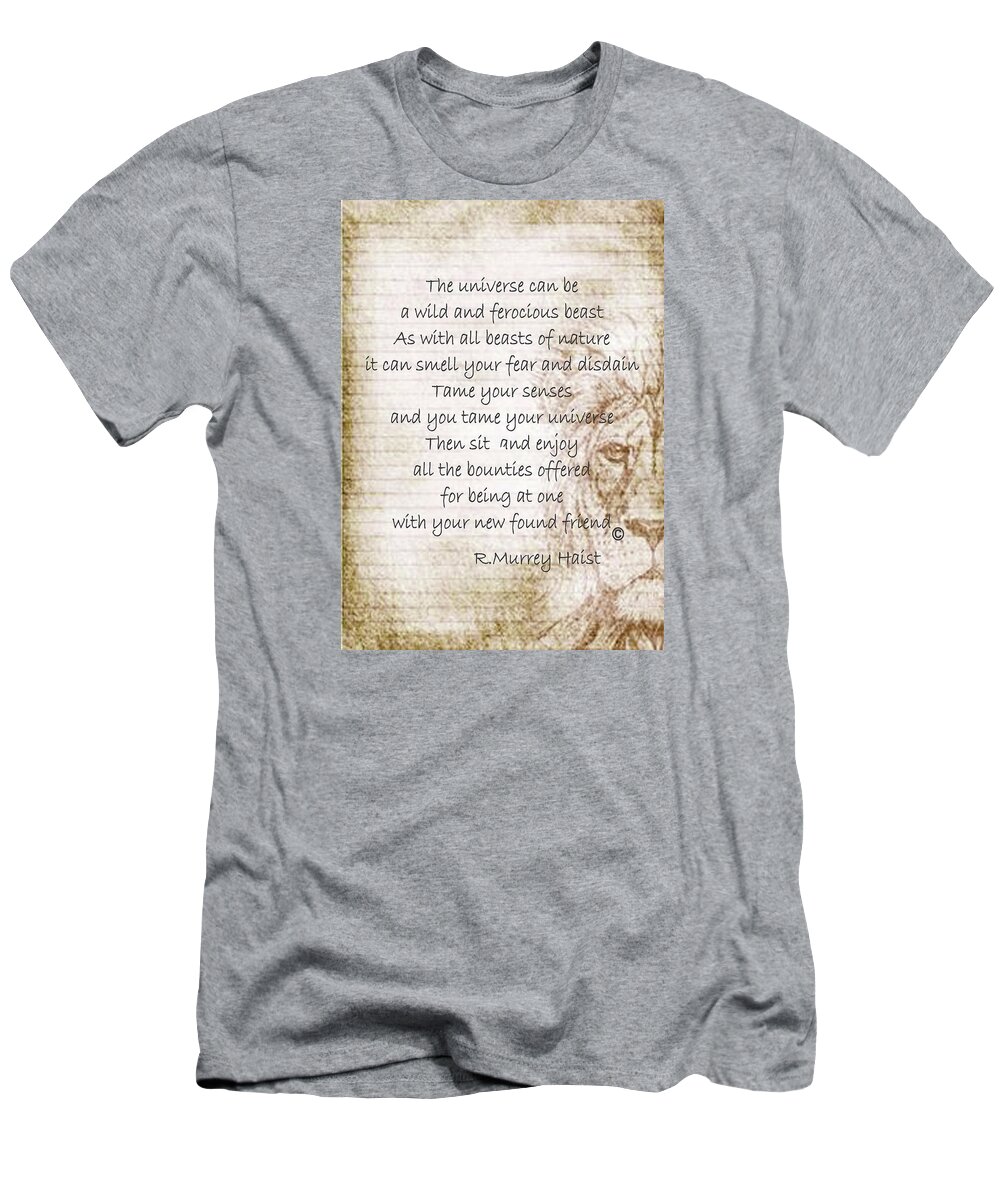 Poems T-Shirt featuring the pyrography The Universe by Ron Haist