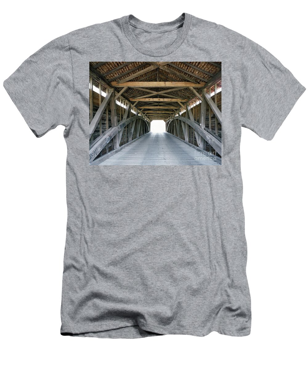 1850 T-Shirt featuring the photograph The Utica Mills Covered Bridge, Maryland by Carol Highsmith