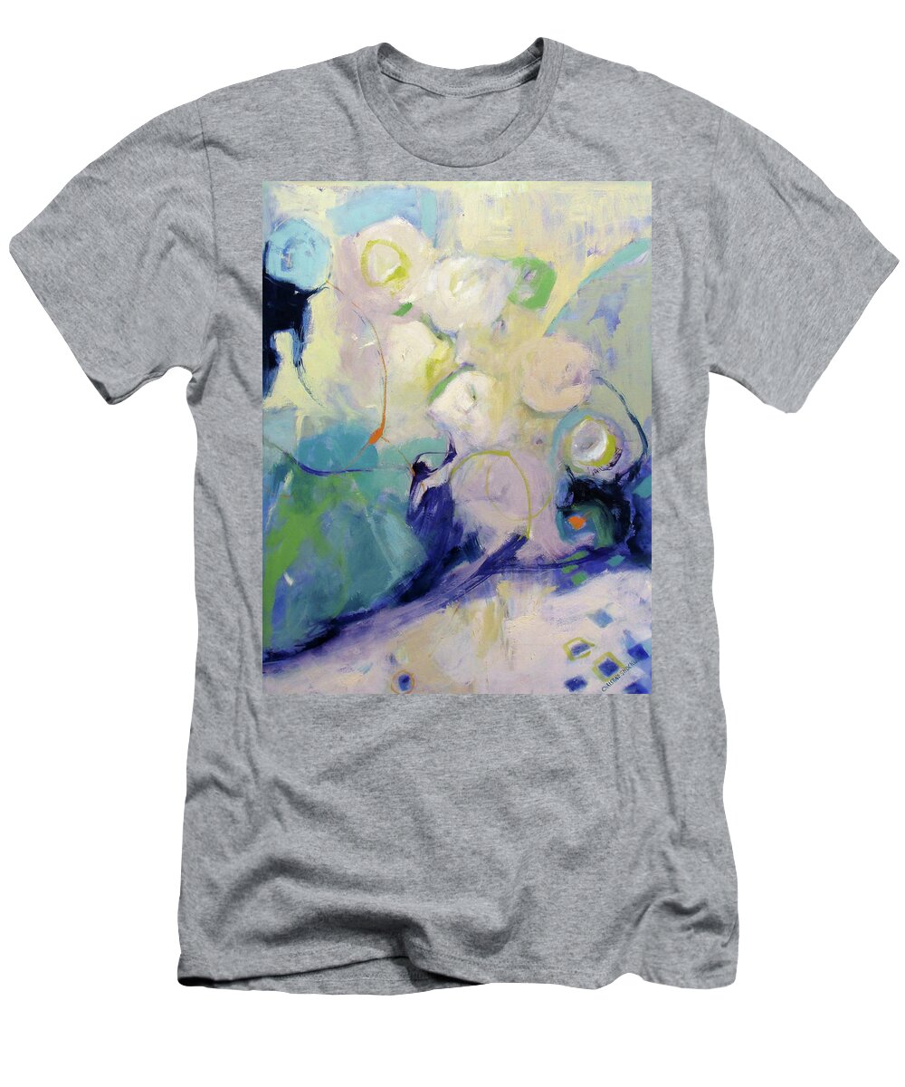 The White Dog T-Shirt featuring the painting The White Dog by Chris Gholson