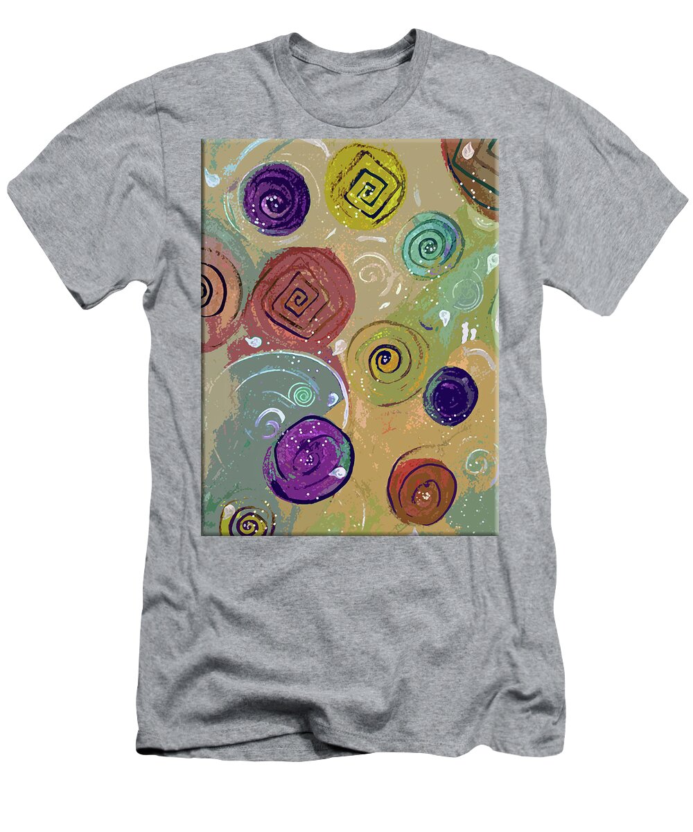 Yellow T-Shirt featuring the painting The Yellow Spiral Abstract by Lisa Kaiser
