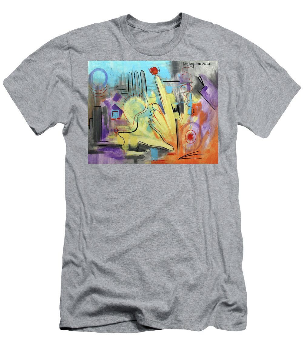 Abstract T-Shirt featuring the painting They Stand Together Isaiah 48-13 by Anthony Falbo