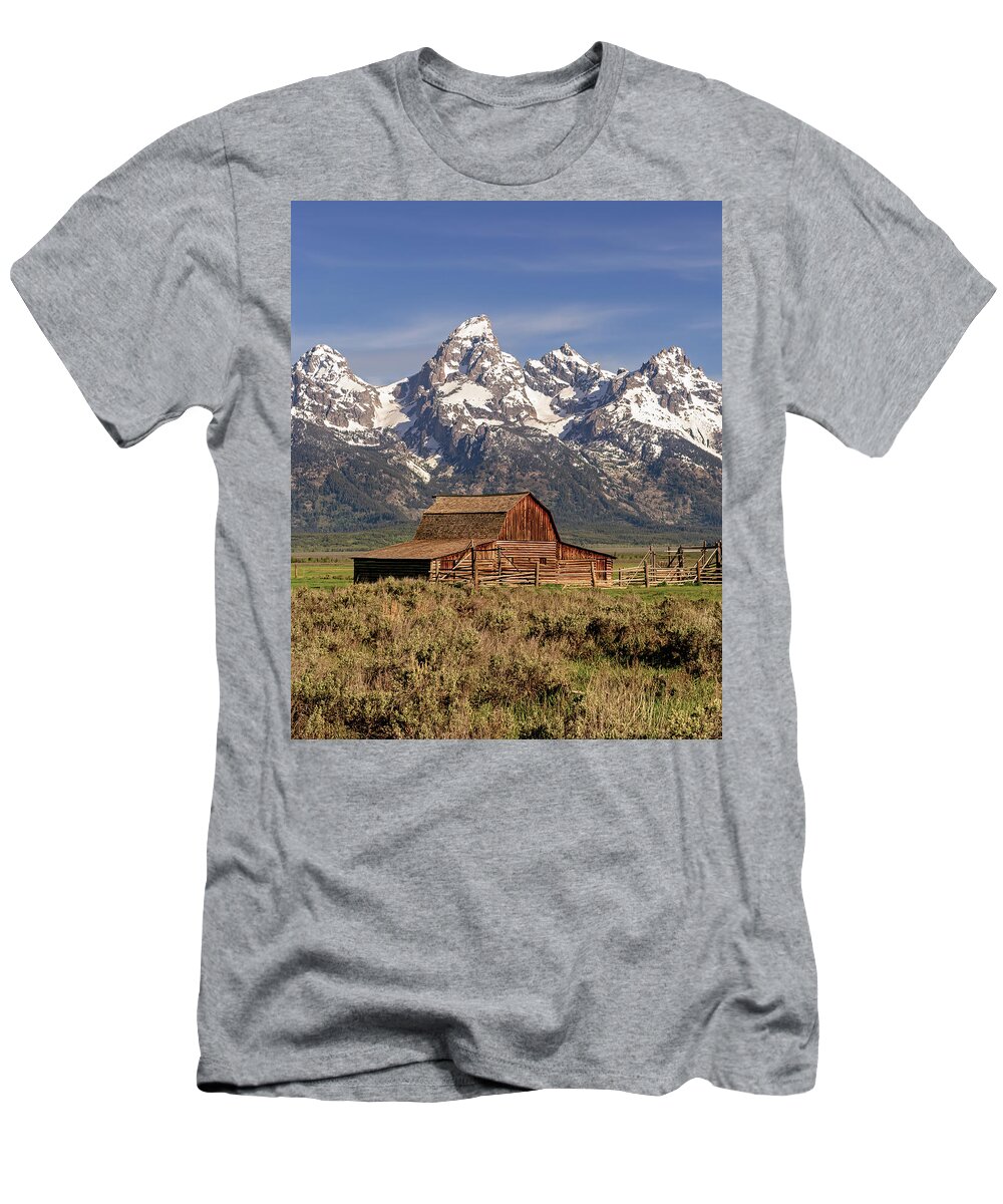 Barn T-Shirt featuring the photograph John Moulton Barn at Grand Teton by Jack Bell