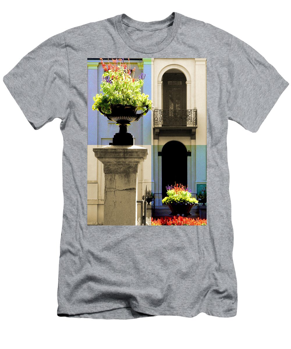 Architecture T-Shirt featuring the photograph Tower Grove House Flowers by Patrick Malon