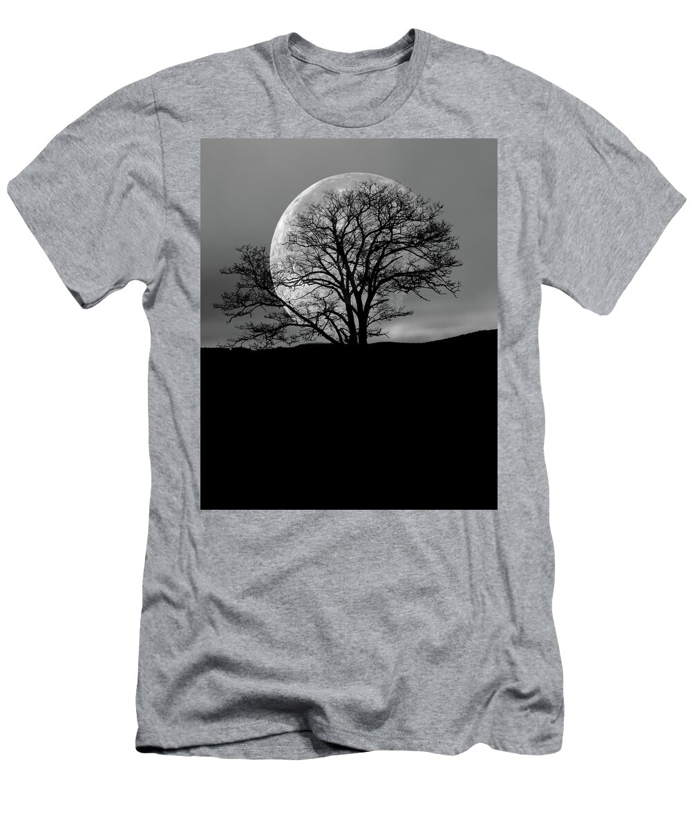 Moon T-Shirt featuring the photograph Tree and Moon by Bob Orsillo