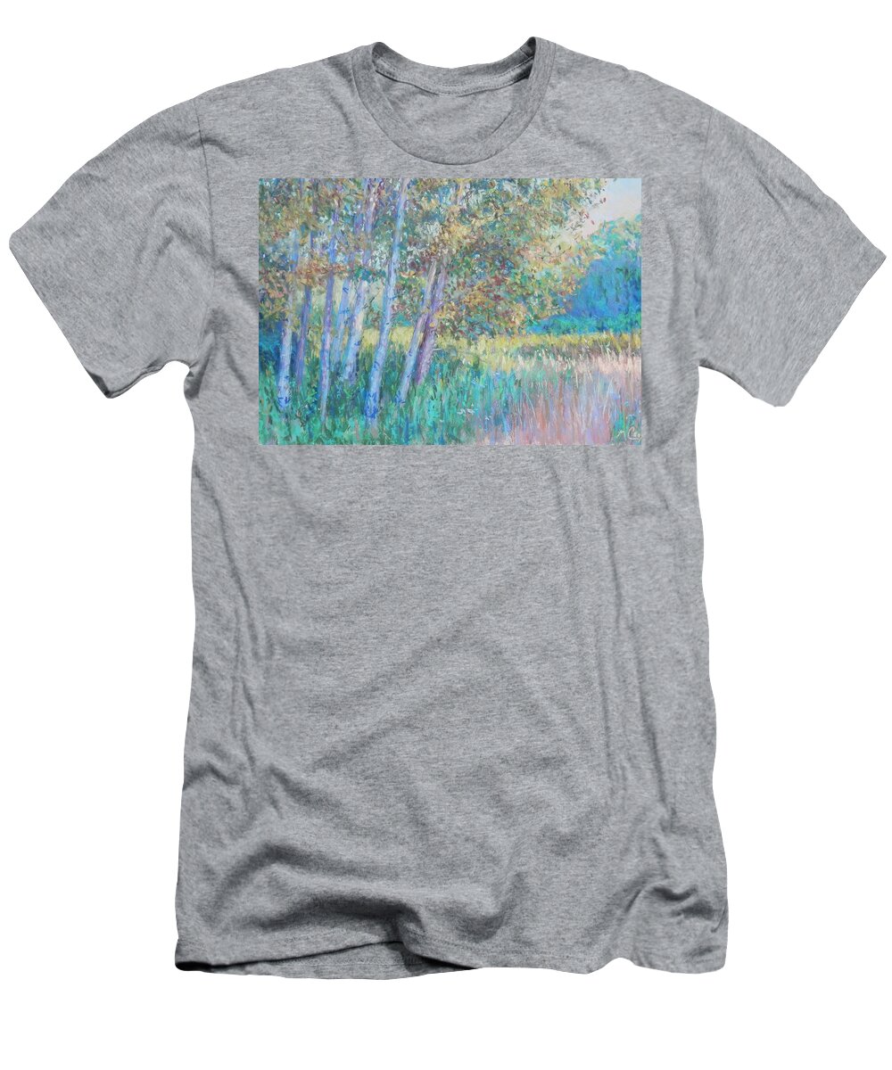 Nature T-Shirt featuring the painting Trees and Grasses by Michael Camp