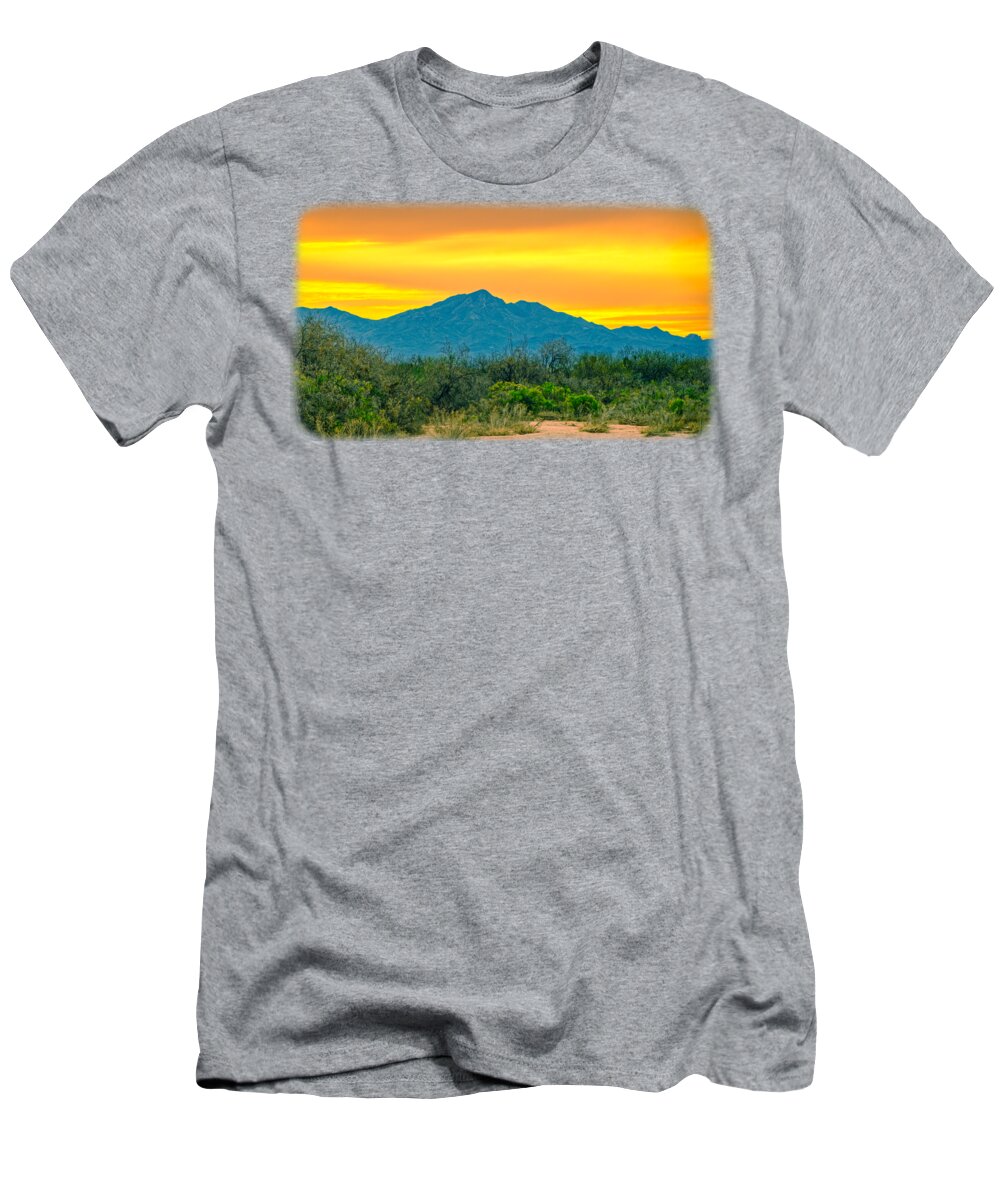 Mark Myhaver Photography T-Shirt featuring the photograph Tucson Mountains Sunset 25044 by Mark Myhaver