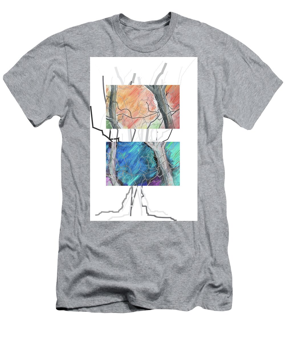 Contemporary T-Shirt featuring the digital art Two Trees by Ted Clifton