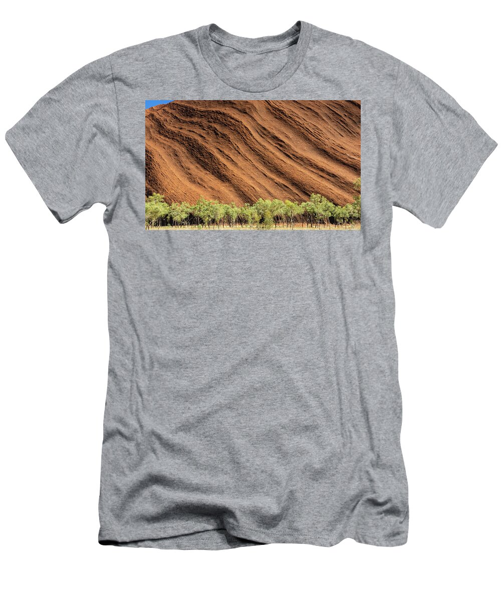 Uluru T-Shirt featuring the photograph Uluru's ancient textures by Leigh Henningham
