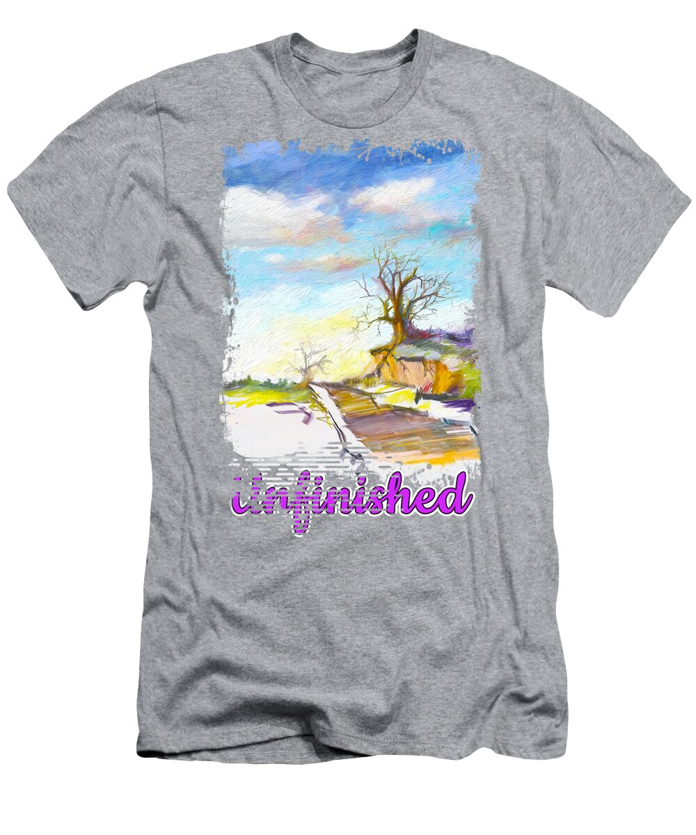Landscape T-Shirt featuring the painting Unfinished Landscape by Anthony Mwangi