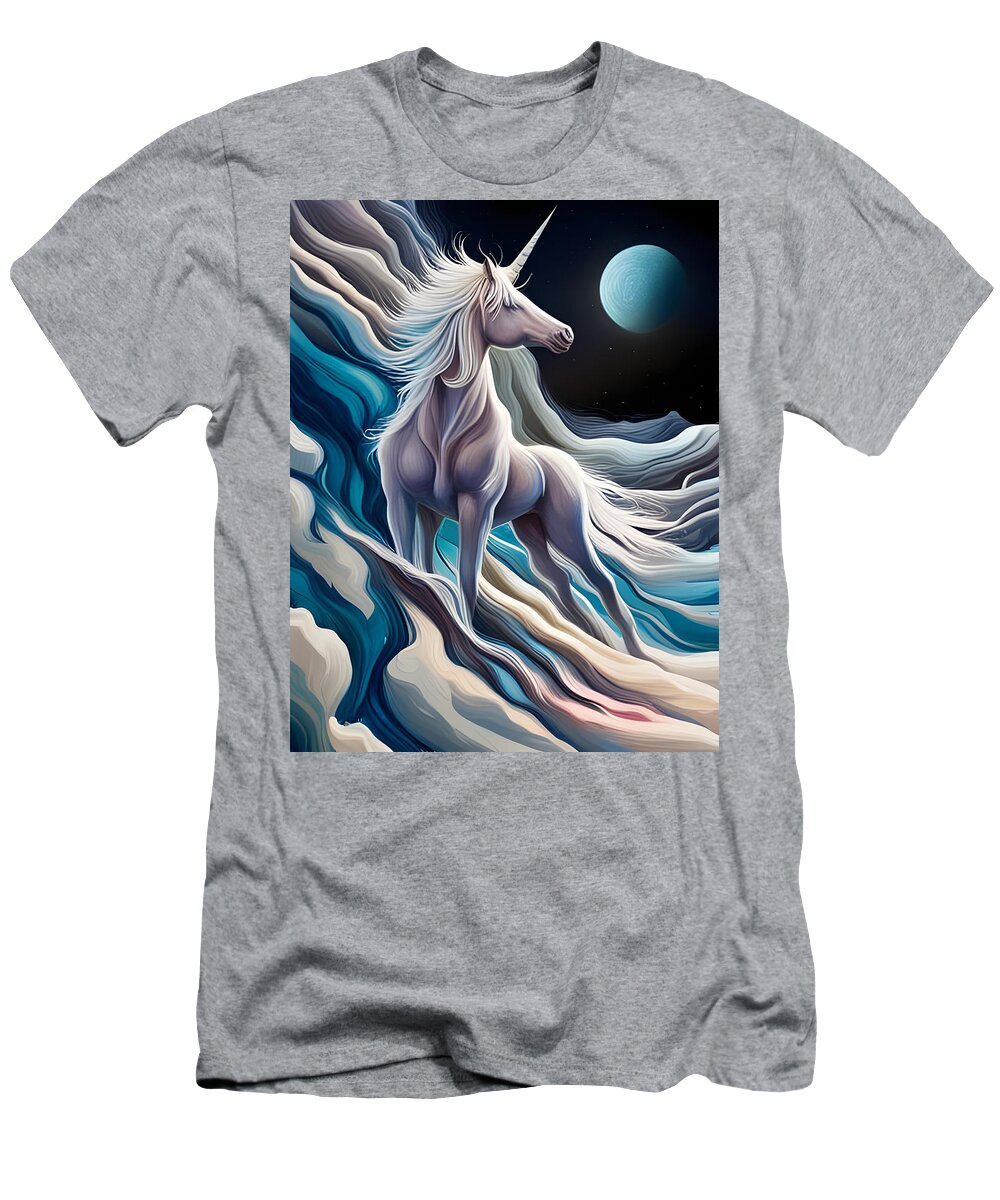 Unicorn T-Shirt featuring the digital art Unicorn On The Moon by Jason Denis