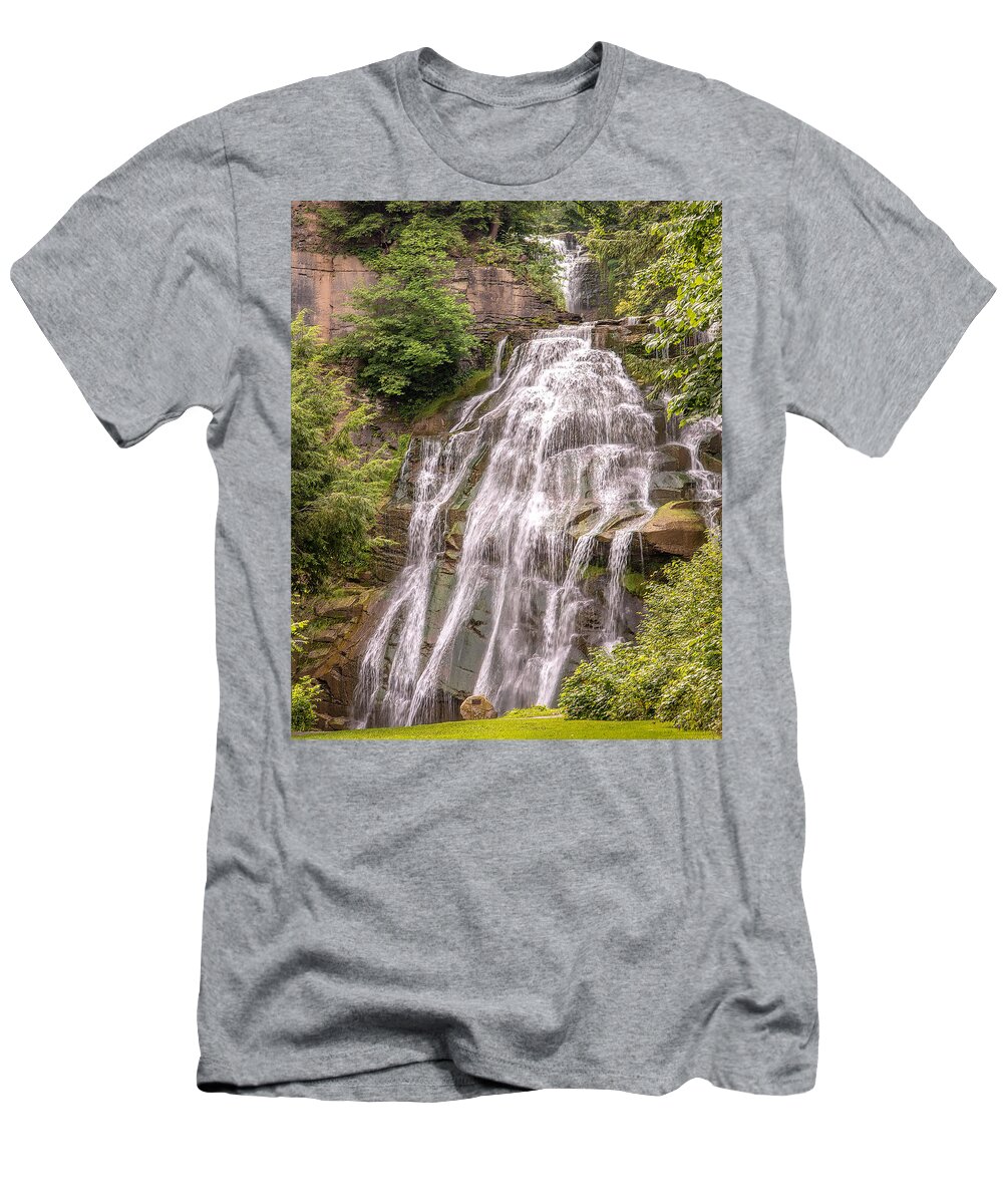 Falls T-Shirt featuring the photograph Upper and Lower Delphi Falls by Rod Best