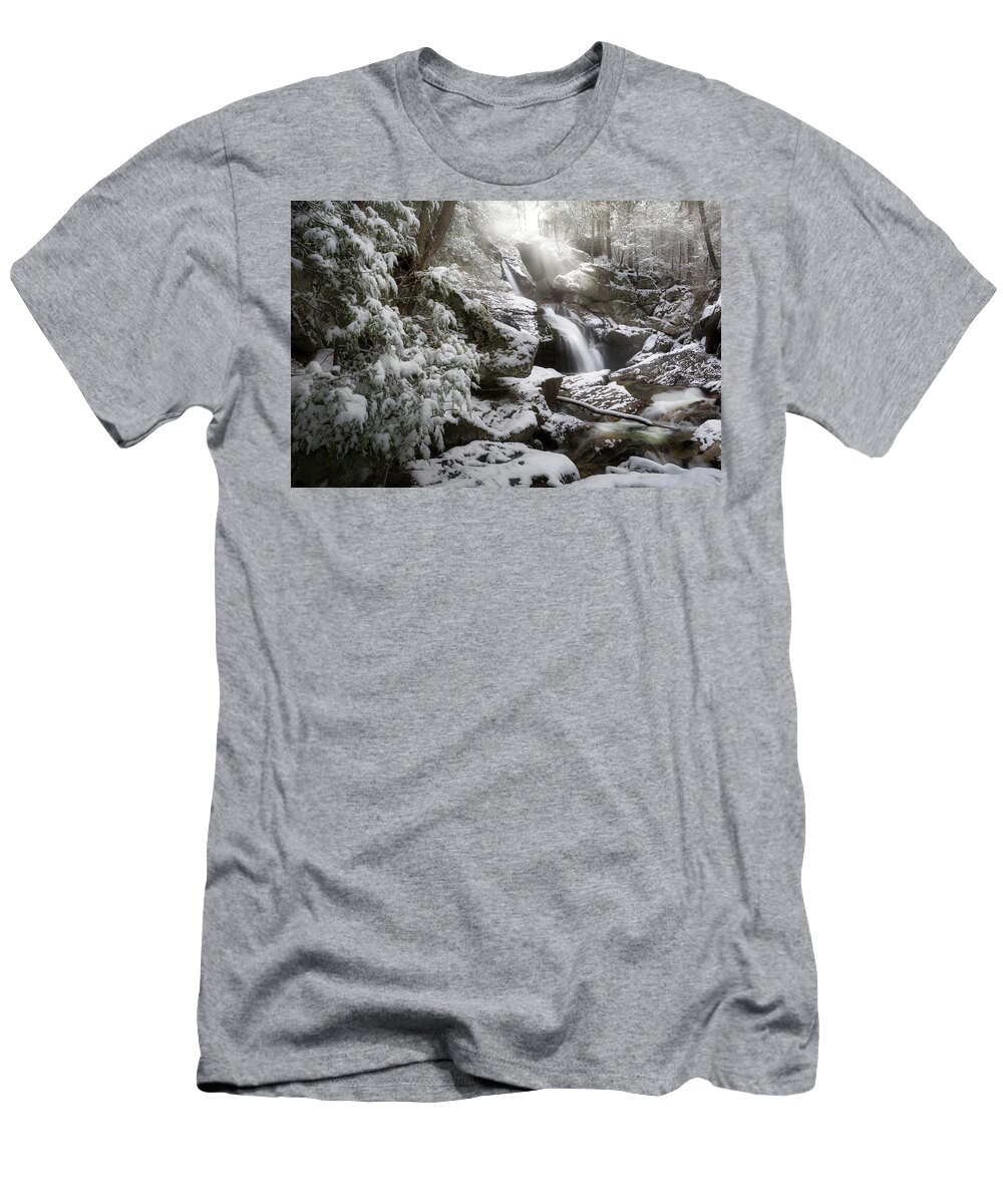 Snowy Trees T-Shirt featuring the photograph Upper Kent Falls 2016 by Bill Wakeley