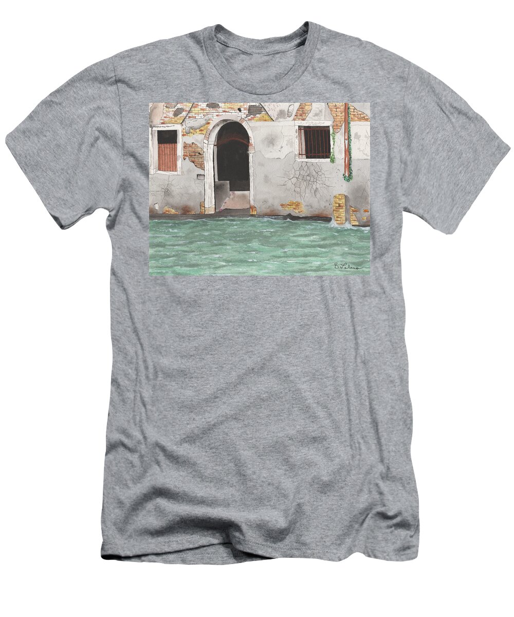 Venice T-Shirt featuring the painting Venice Liquid Street by Bob Labno