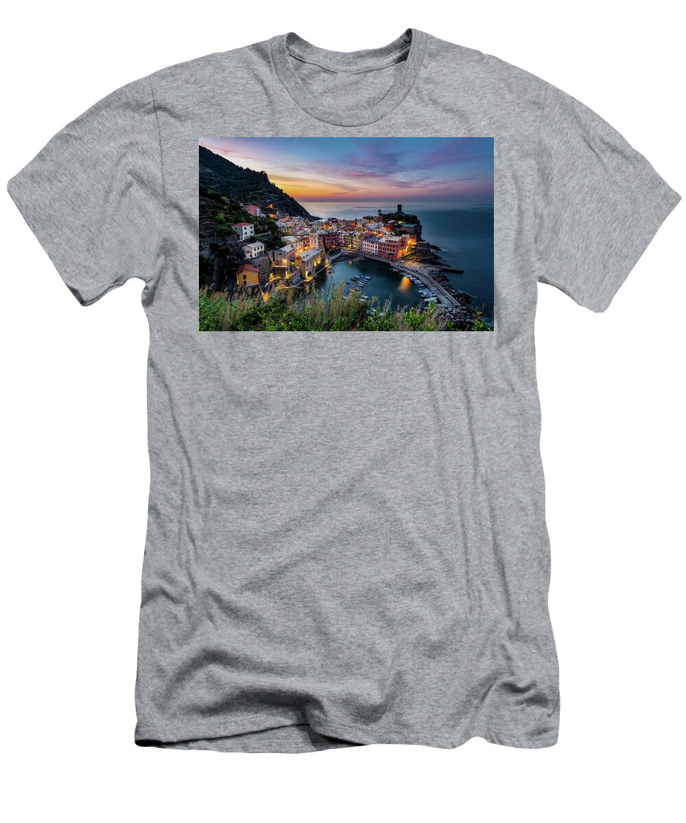 Cinque Terre T-Shirt featuring the photograph Vernazza Morning by David Downs