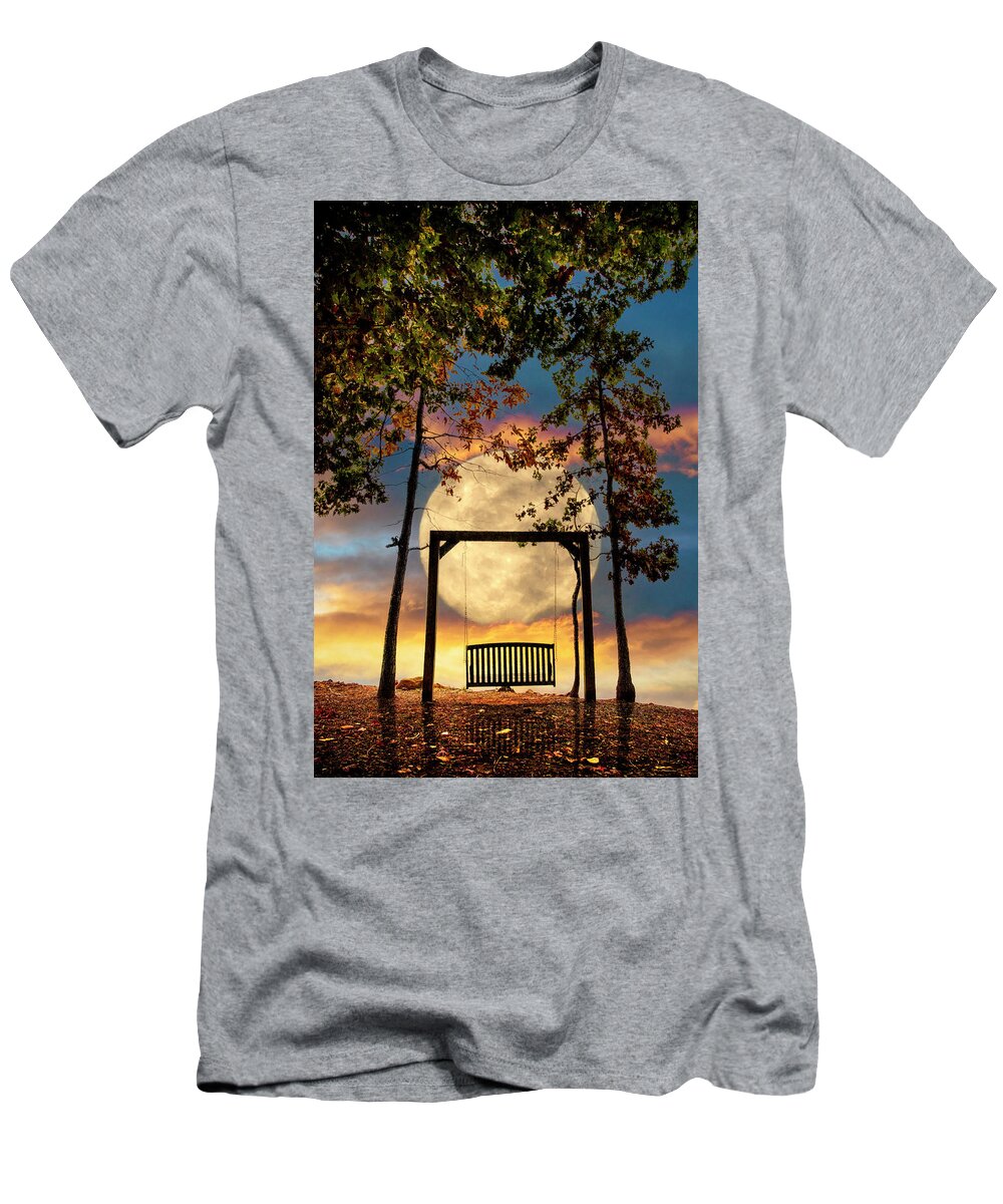 Chatuge T-Shirt featuring the photograph Waiting for You in the Moonlight by Debra and Dave Vanderlaan