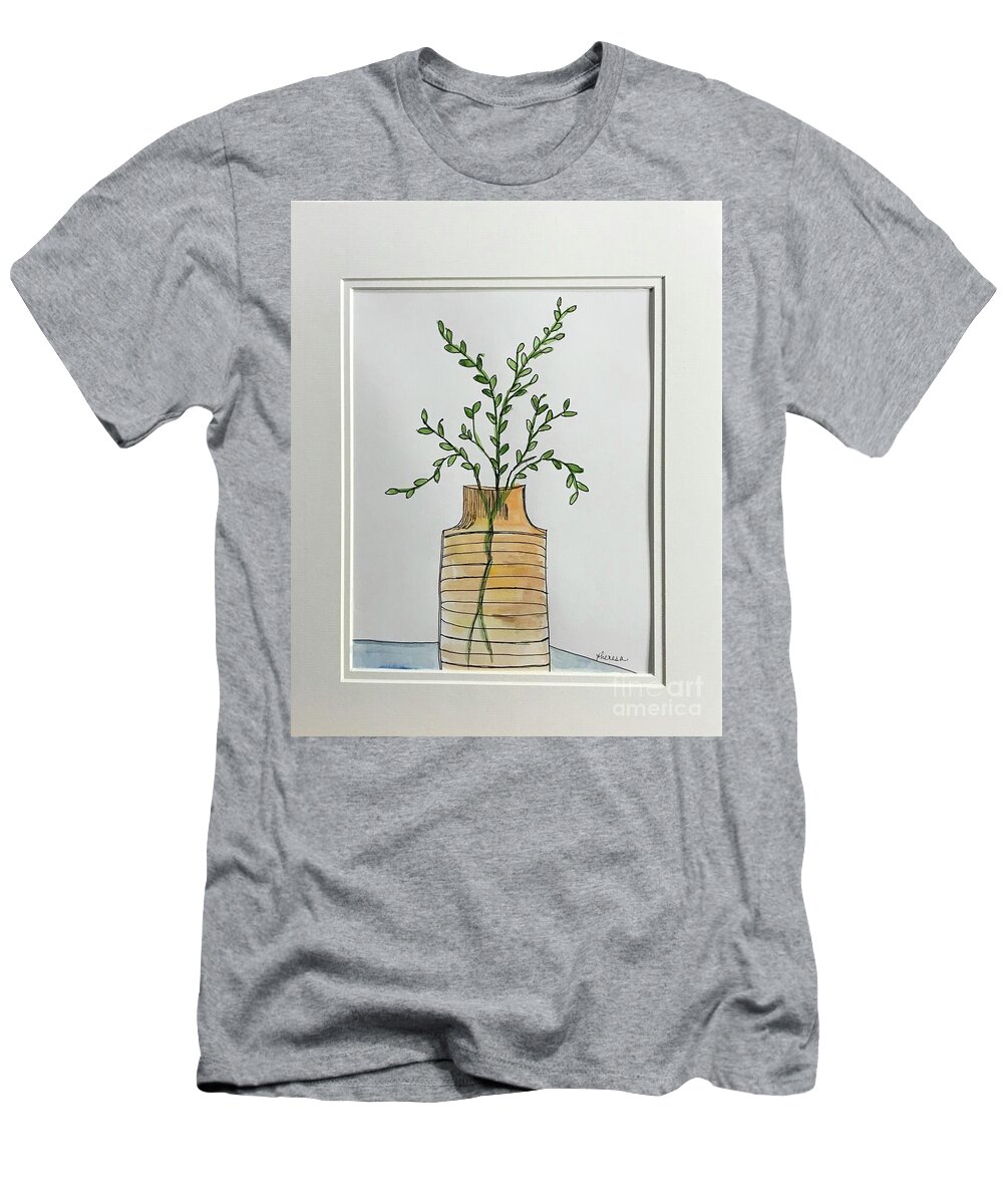 Watercolor And Ink T-Shirt featuring the painting Waiting to Bloom by Theresa Honeycheck