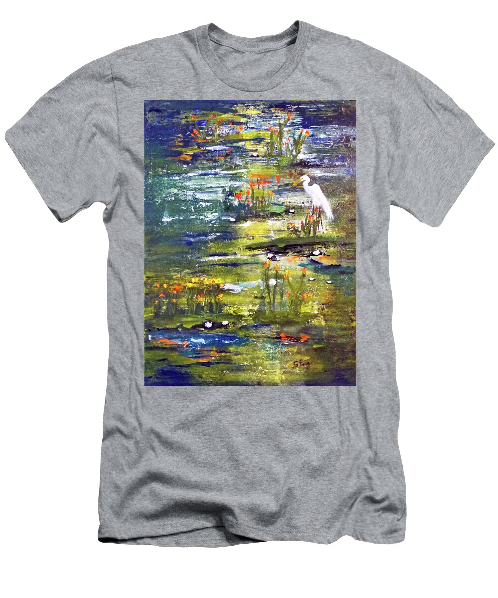 Semi Abstract T-Shirt featuring the painting Walk Among the Blooms by Sharon Williams Eng