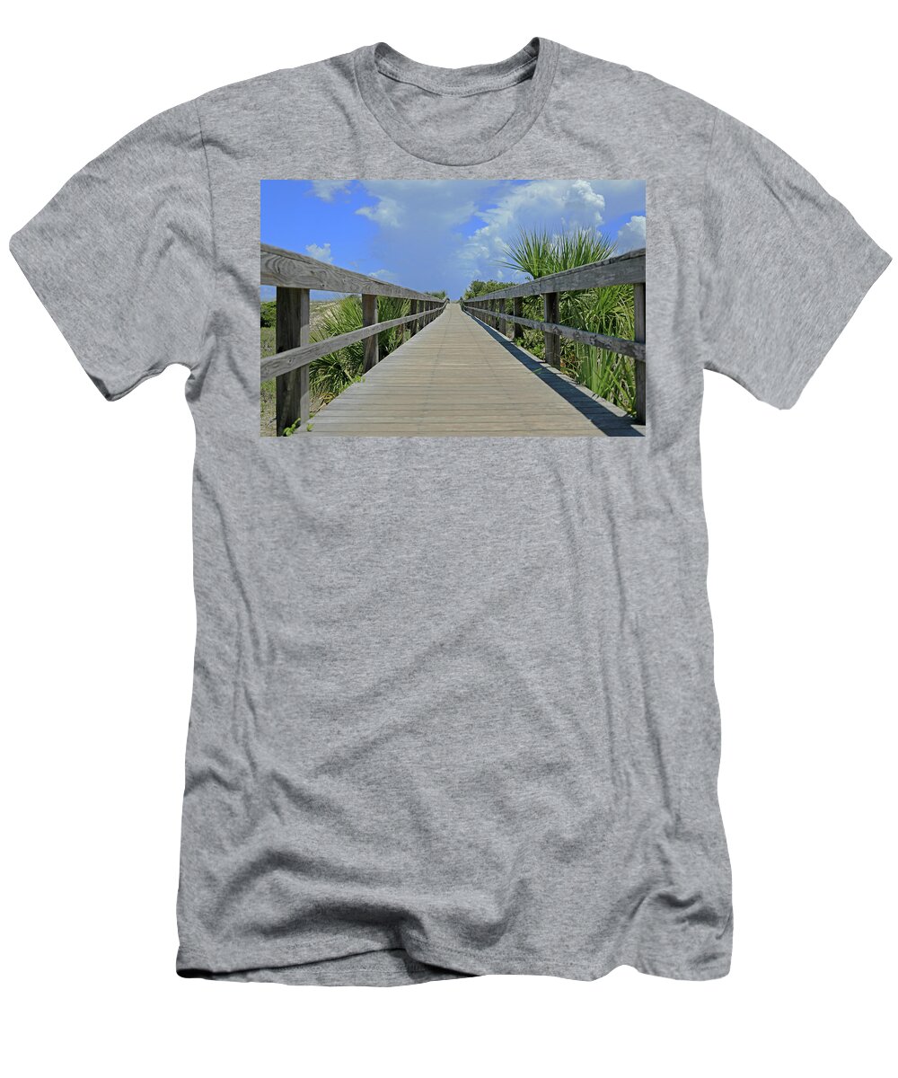Tybee T-Shirt featuring the photograph Walkway to Tybee Beach, Ga. by Richard Krebs