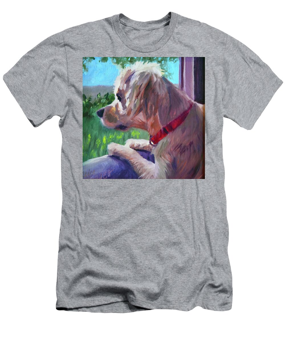 Dog T-Shirt featuring the painting Watch Dog by Alice Leggett