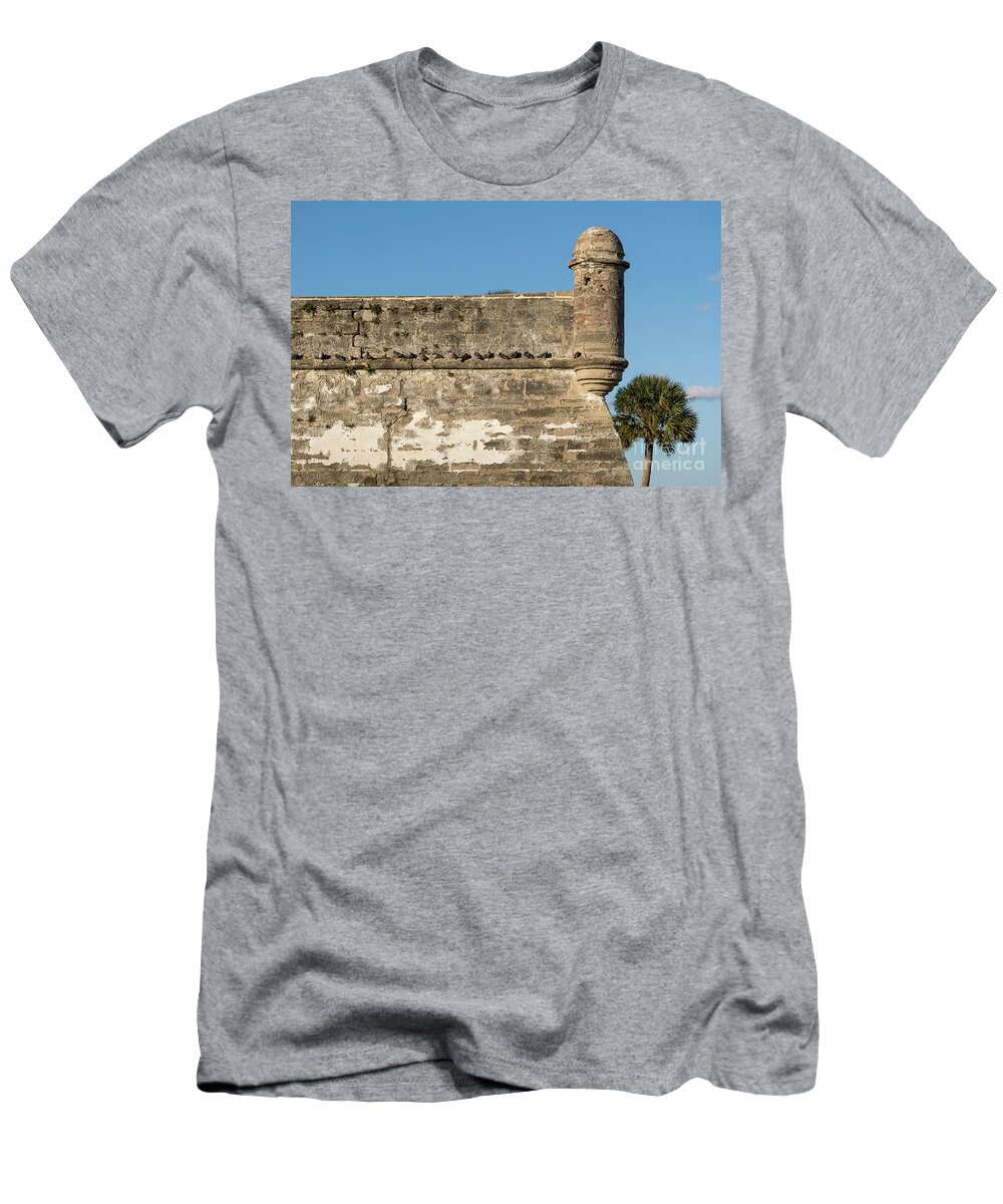 Castillo De San Marcos T-Shirt featuring the photograph Watch Tower at Fort Marion in St. Augustine by Les Palenik