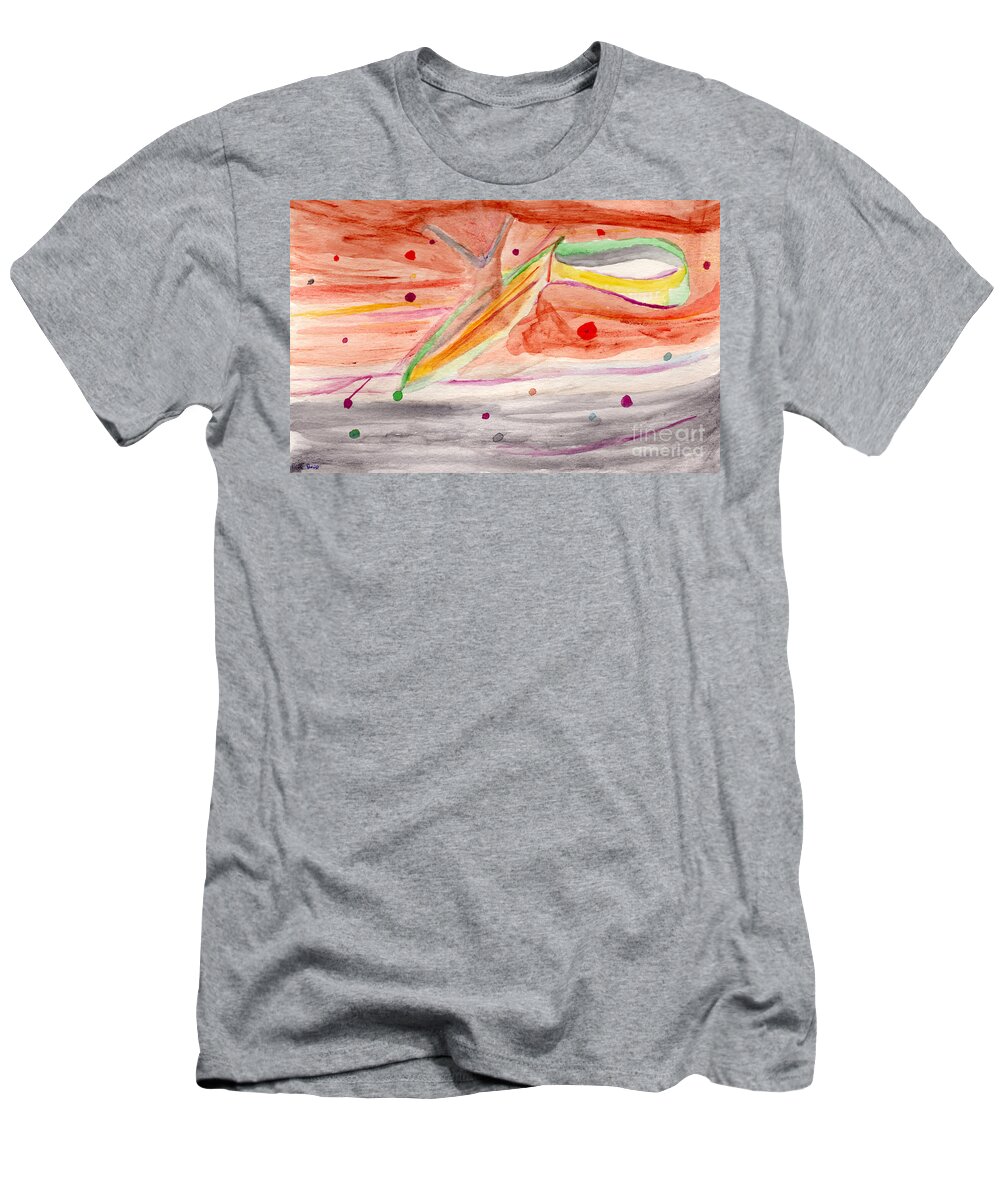 Watercolor T-Shirt featuring the painting Watercolor Improvisation 1291 by Bentley Davis