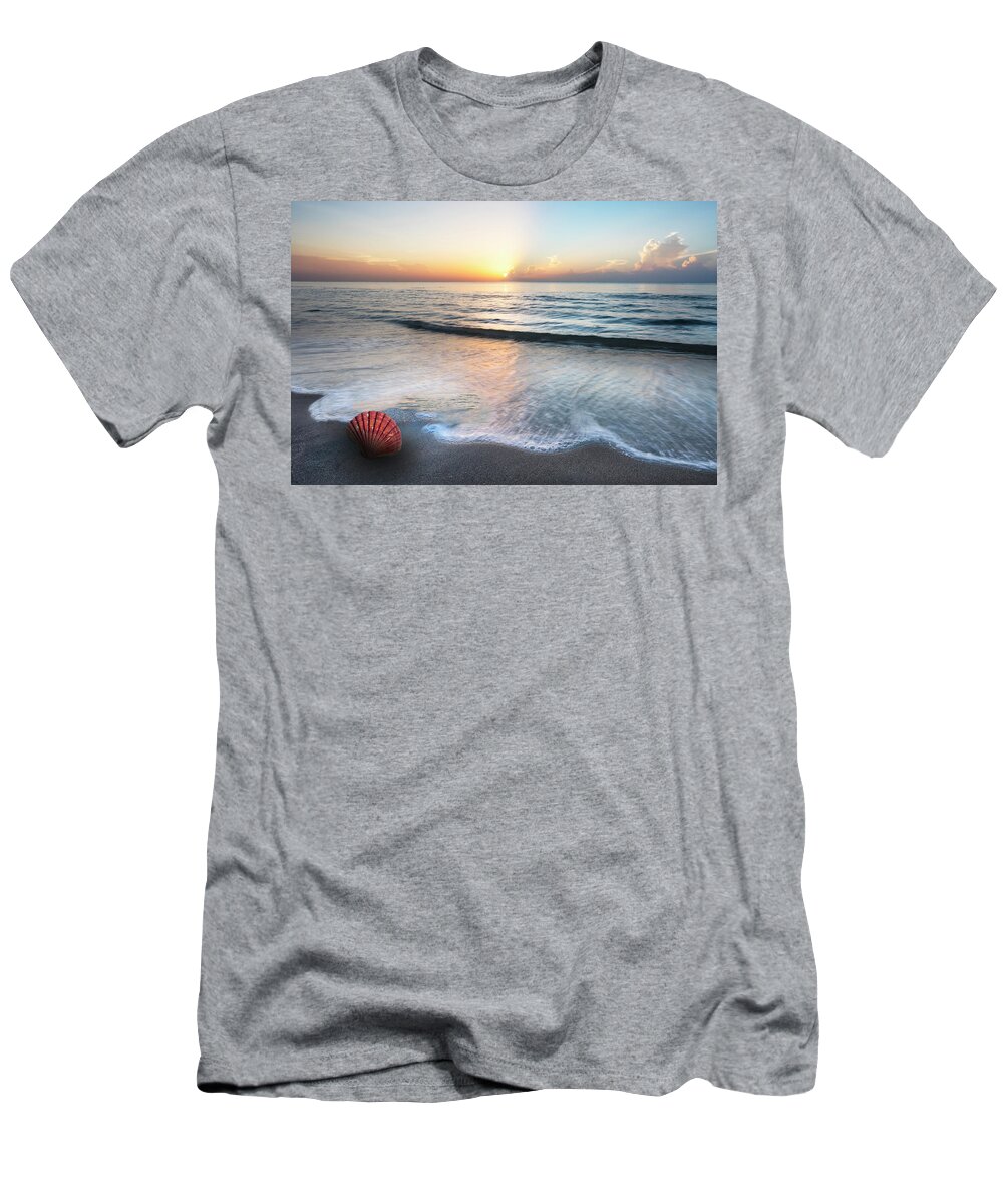 Clouds T-Shirt featuring the photograph Waves and Shells by Debra and Dave Vanderlaan