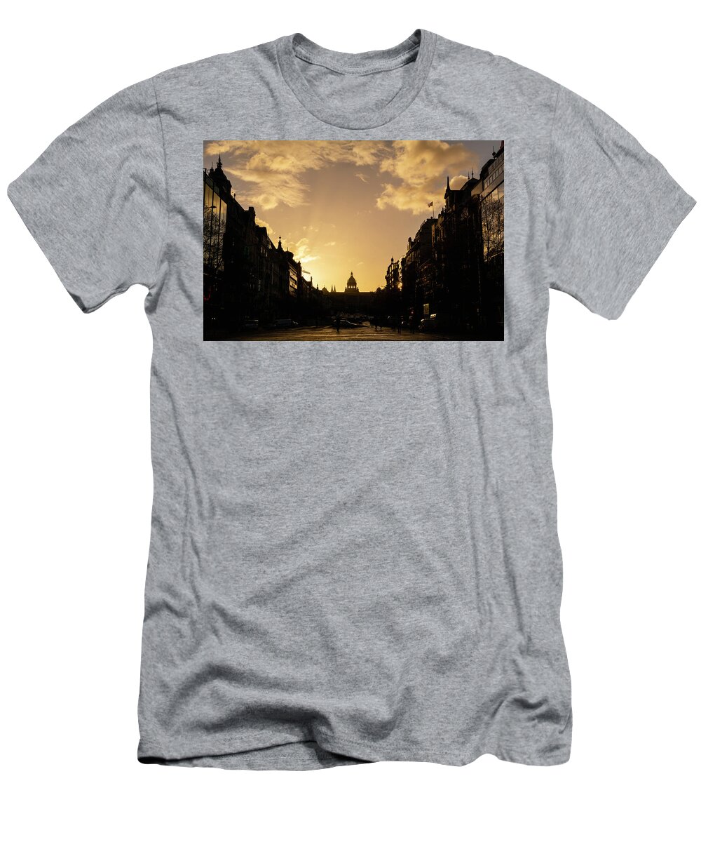 Wenceslas T-Shirt featuring the photograph Wenceslas Square in Prague by Martin Vorel Minimalist Photography