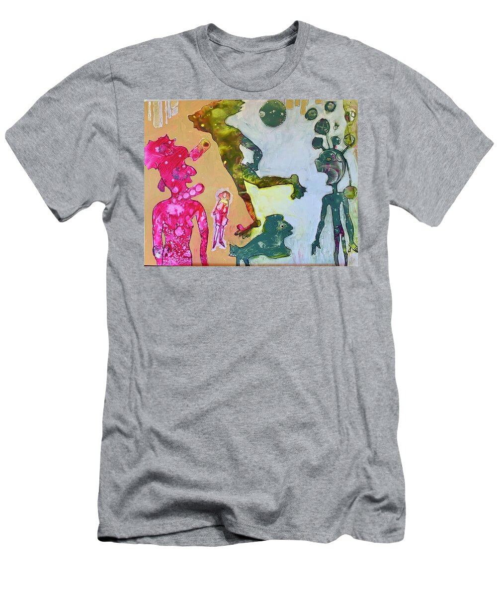 Watercolor T-Shirt featuring the painting We're all Here by Carole Johnson