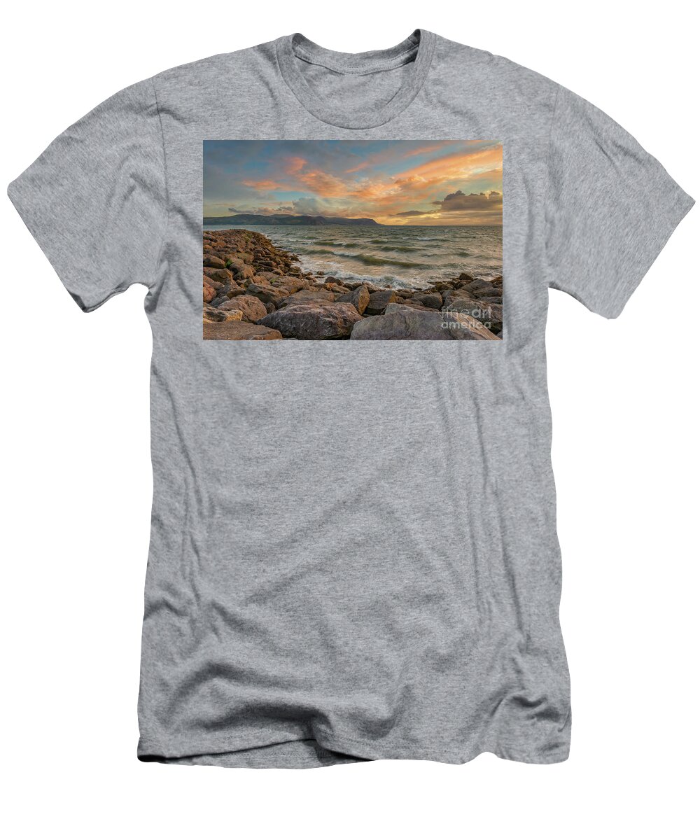 West Shore T-Shirt featuring the photograph West Shore Sunset Llandudno by Adrian Evans