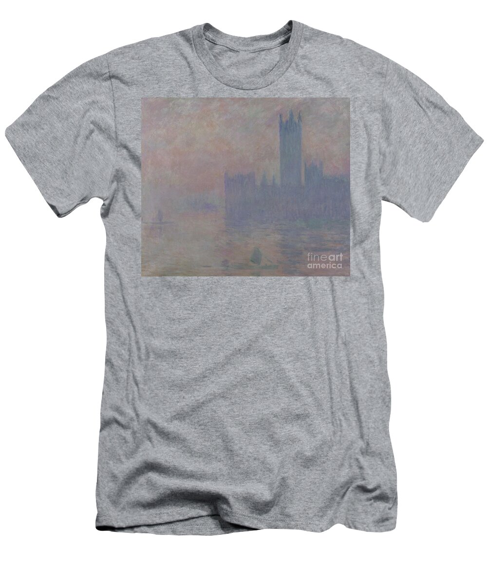 The Houses Of Parliament T-Shirt featuring the painting Westminster tower by Claude Monet