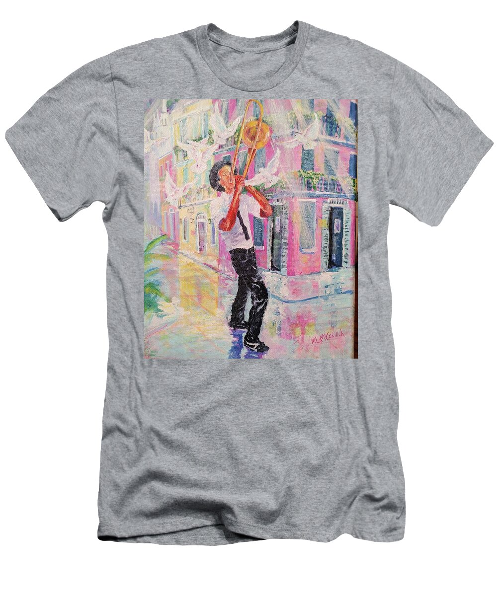 Nola T-Shirt featuring the painting When the Saints Go Marchin' In by ML McCormick