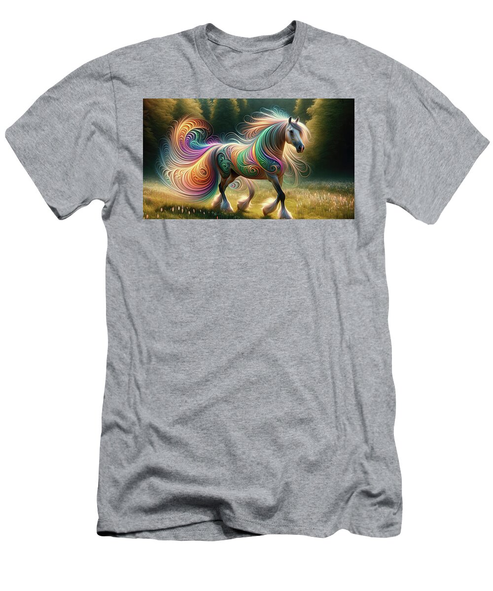 Arcane Equine T-Shirt featuring the digital art Whispers of the Forest by Bill and Linda Tiepelman
