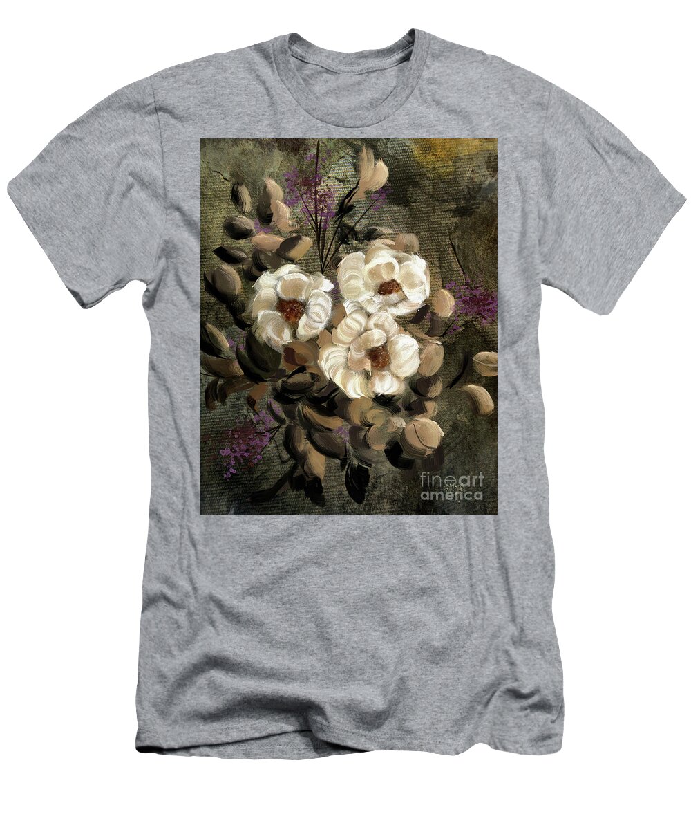 Flower T-Shirt featuring the digital art White Roses by Lois Bryan