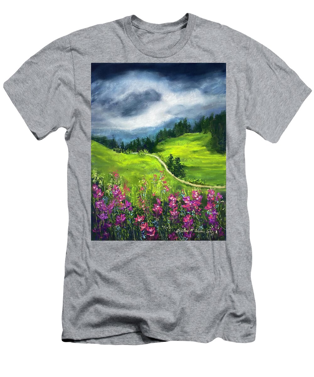 Wild Flower T-Shirt featuring the painting Wild Flower Meadow by Charlene Fuhrman-Schulz
