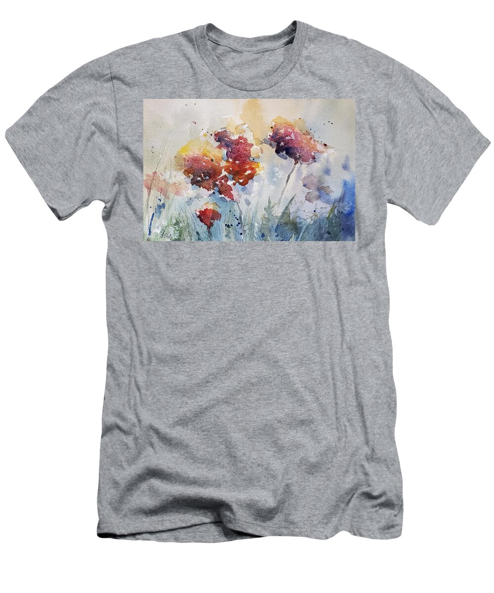 Floral T-Shirt featuring the painting Wild Flowers by Sheila Romard