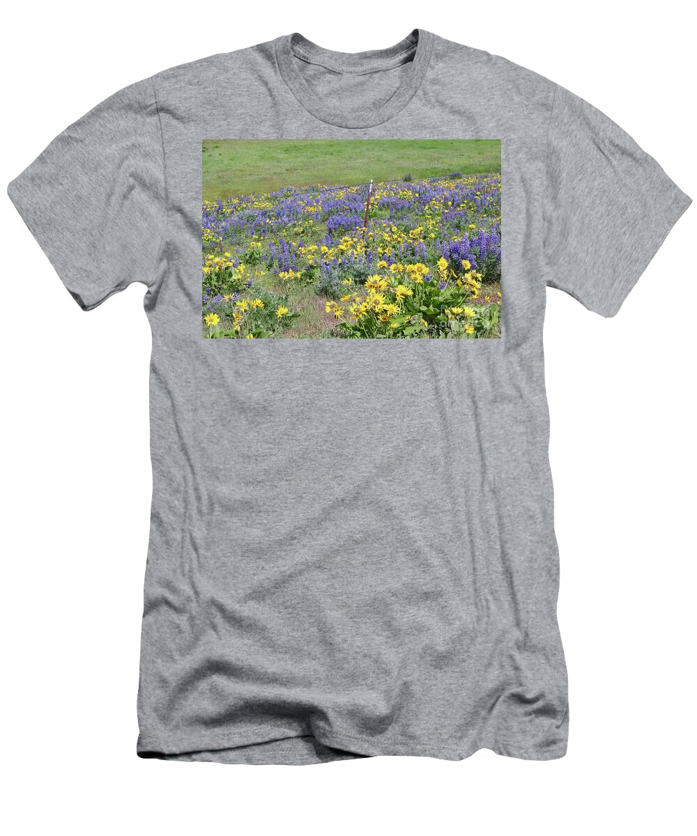 Wildflowers T-Shirt featuring the photograph Wildflowers Along Barbed Wire Fence by Carol Groenen