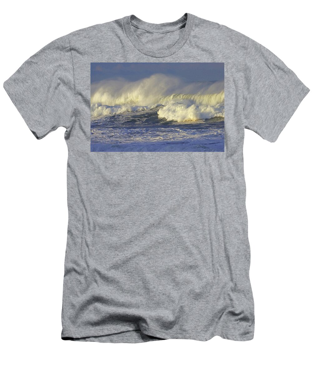 Windy Morning At The Beach In Oregon T-Shirt featuring the digital art Windy Morning At The Beach In Oregon by Tom Janca