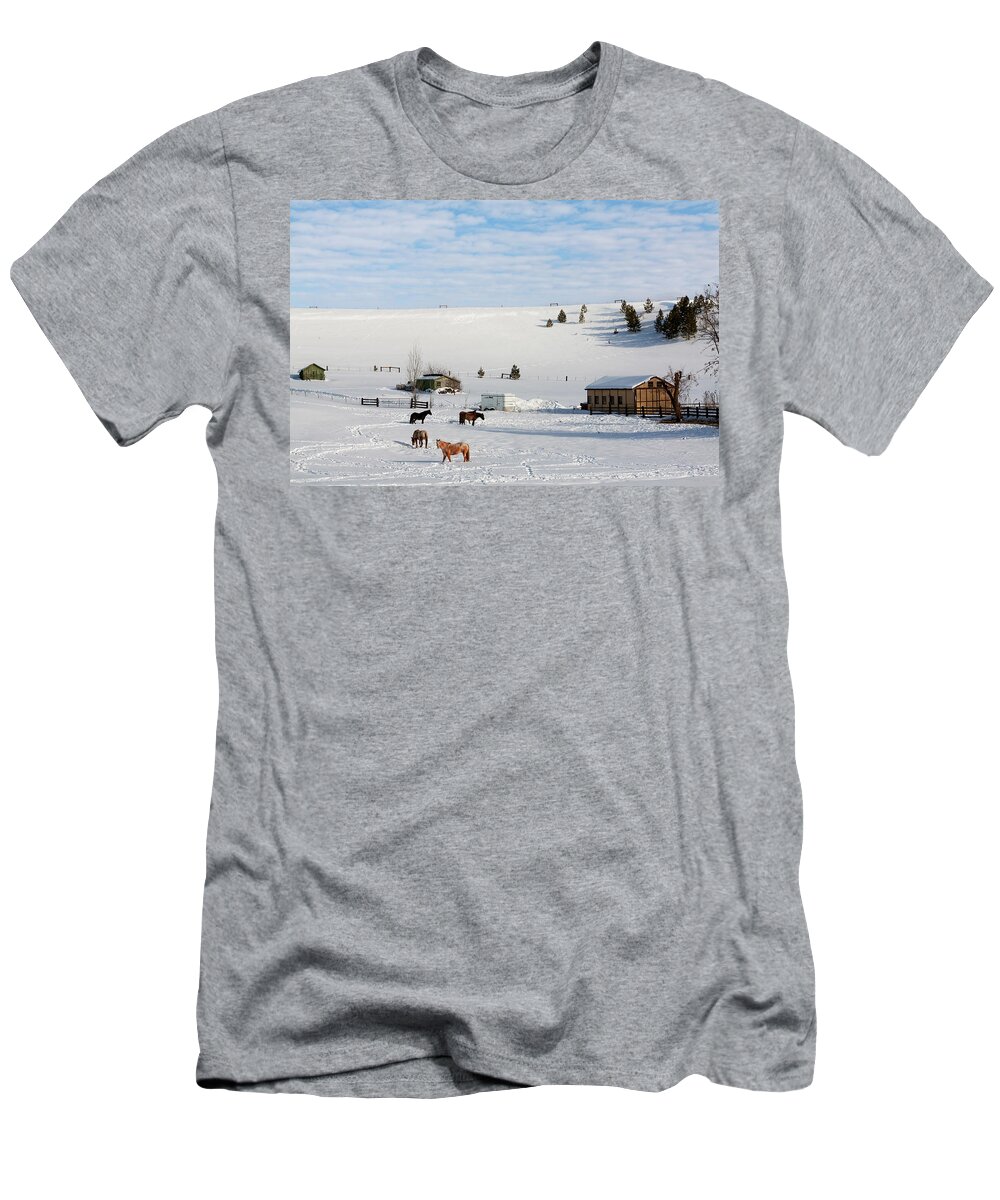 Farm T-Shirt featuring the photograph Winter Farm Washington by Tatiana Travelways