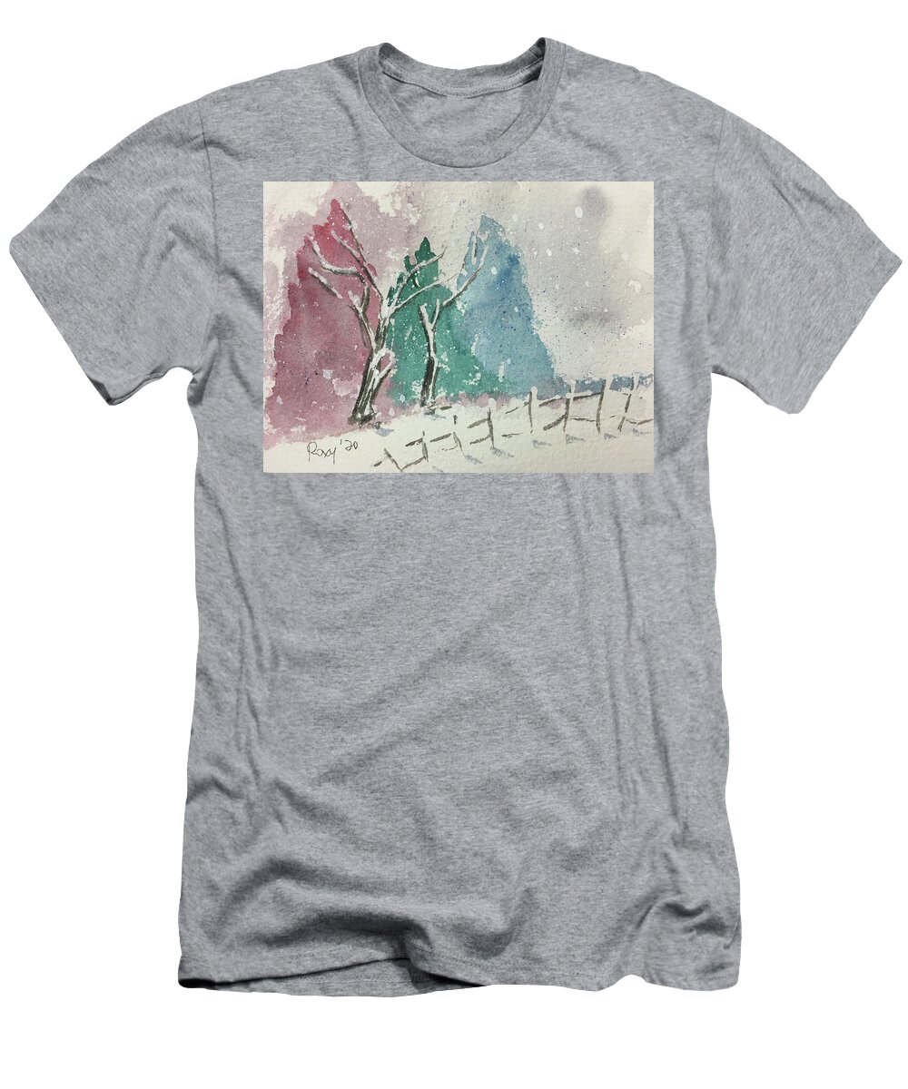 Winter Landscape T-Shirt featuring the painting Winter Landscape 2 by Roxy Rich