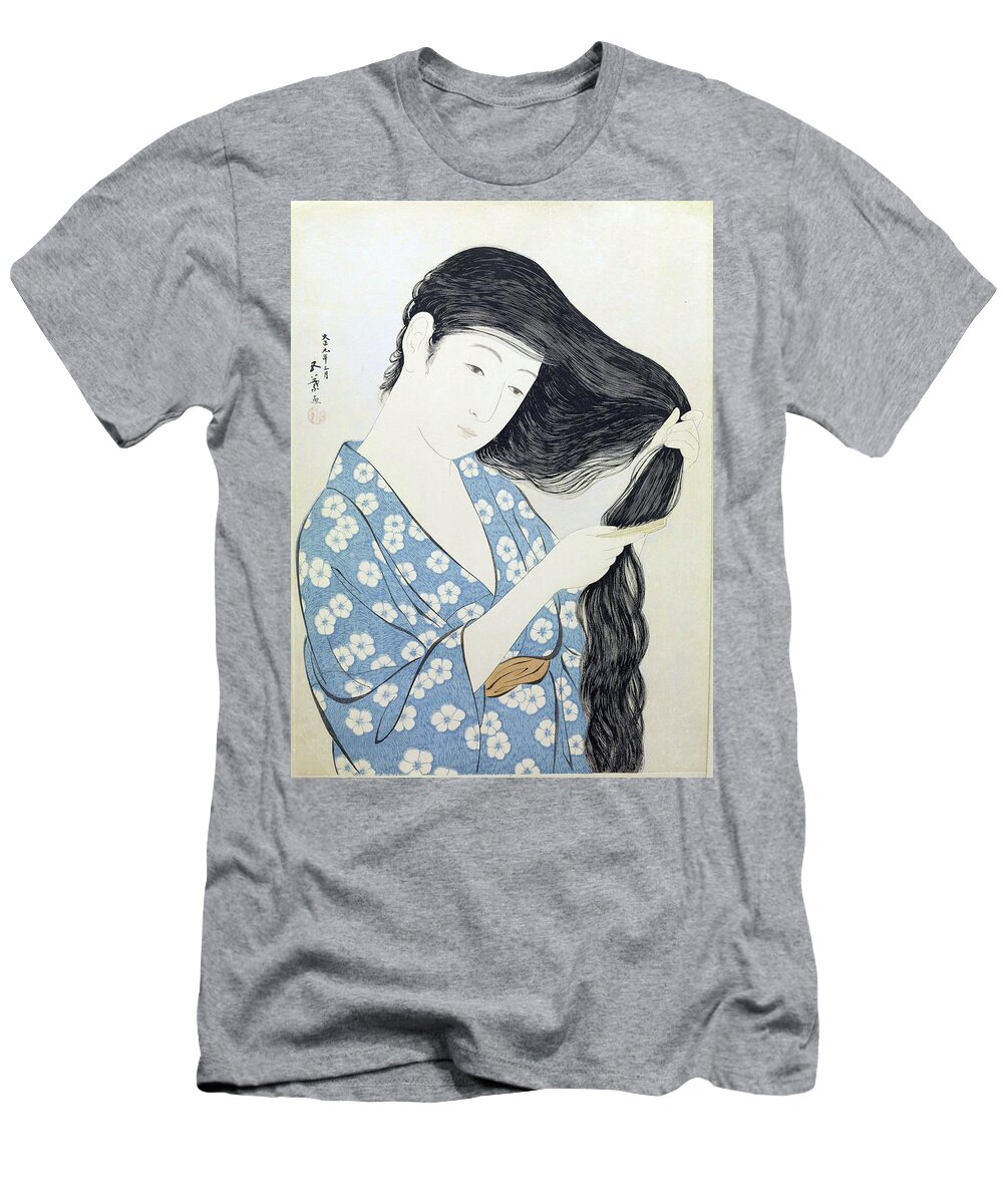 Japan T-Shirt featuring the painting Woman in Blue by Long Shot