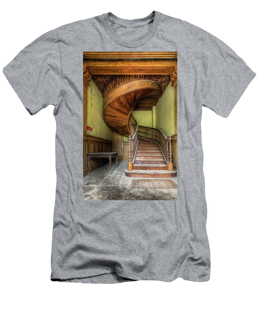 Abandoned T-Shirt featuring the photograph Wooden Staircase by Roman Robroek