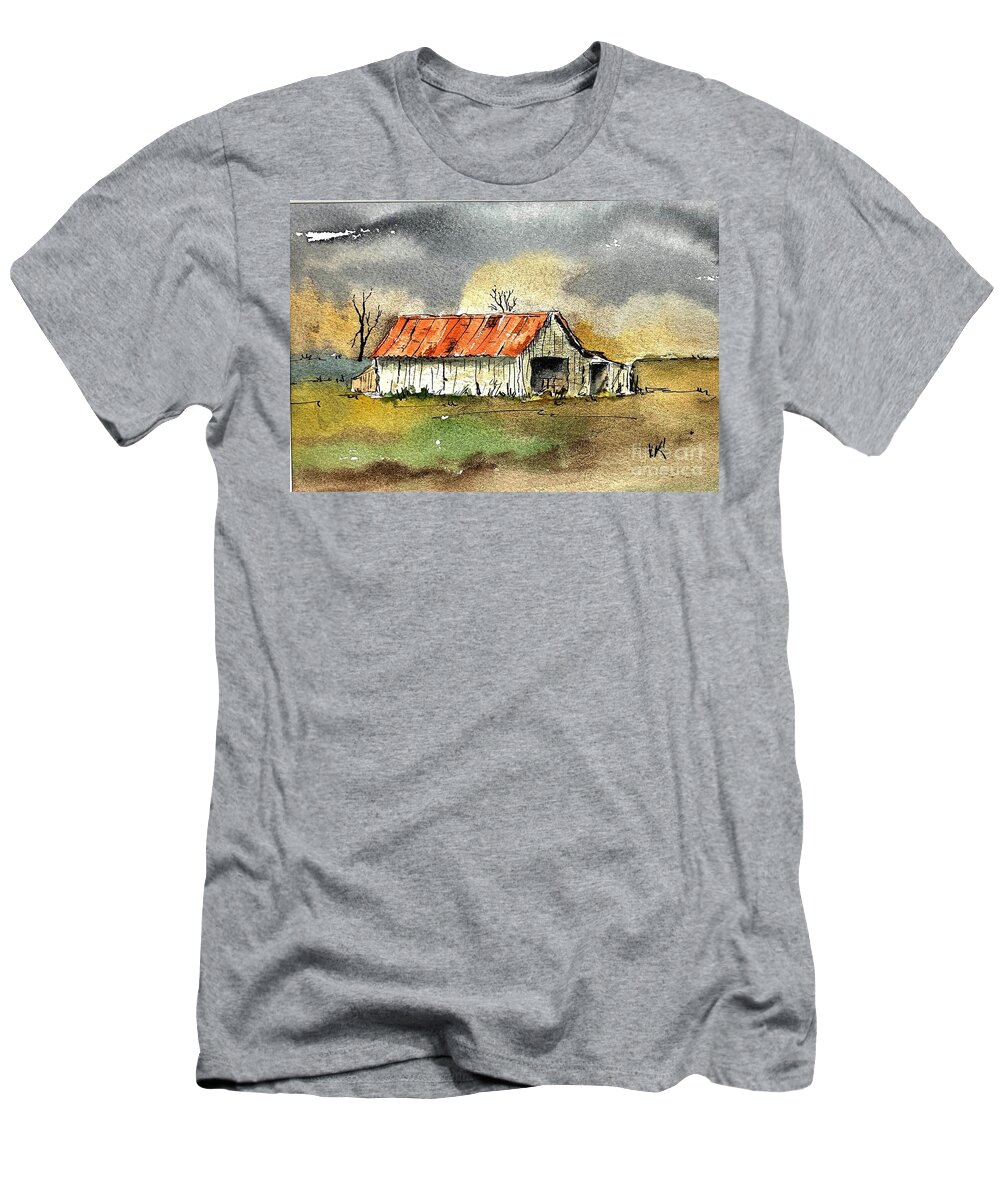 Old Barn And Shed. Watercolor T-Shirt featuring the painting Worn out by William Renzulli