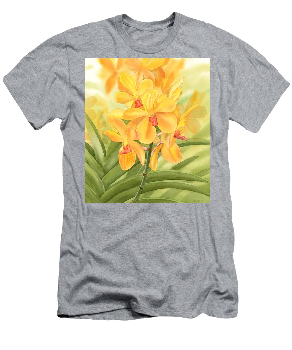 Yellow T-Shirt featuring the painting Yellow Orchid by Espero Art