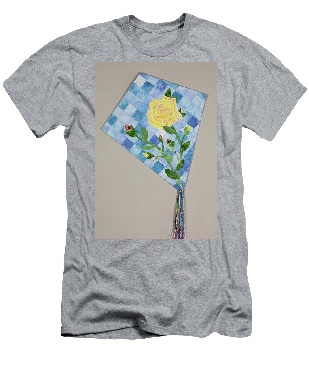 Fiber Art T-Shirt featuring the mixed media Yellow Rose of Texas 2 by Vivian Aumond