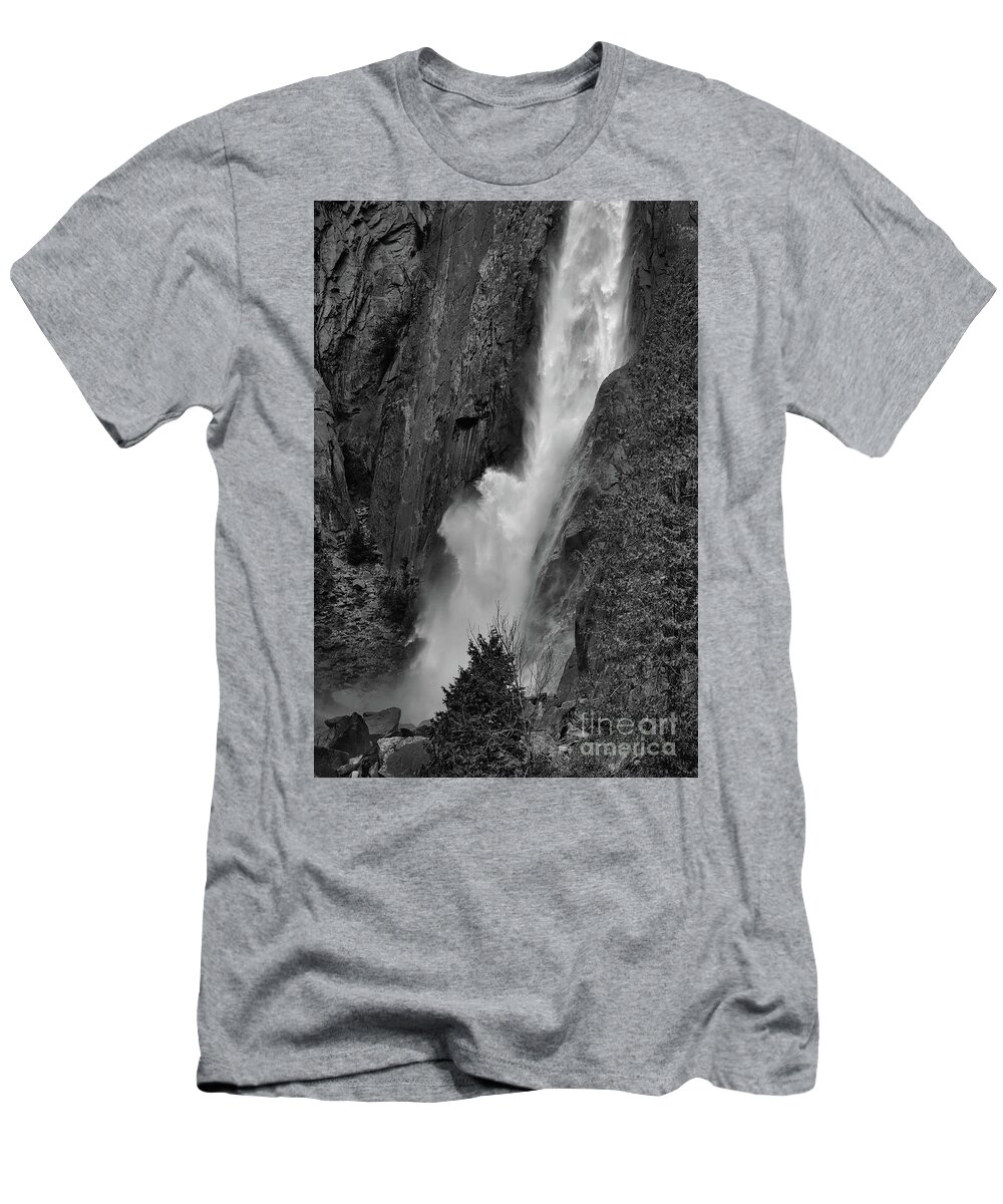 Yosemite T-Shirt featuring the photograph Yosemite Falls BW by Chuck Kuhn