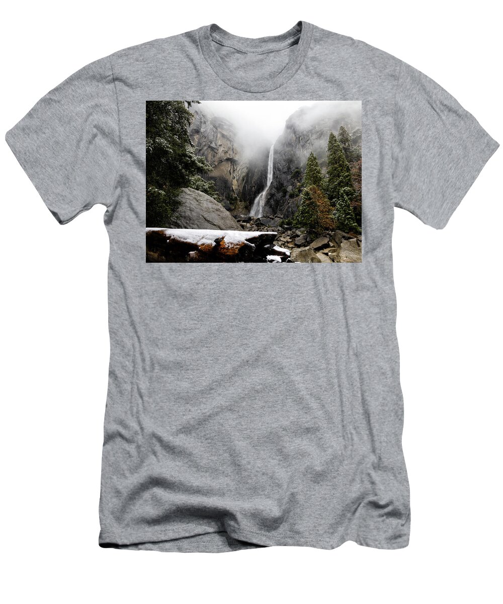 Ca T-Shirt featuring the photograph Yosemite Falls in Winter I by Cheryl Strahl