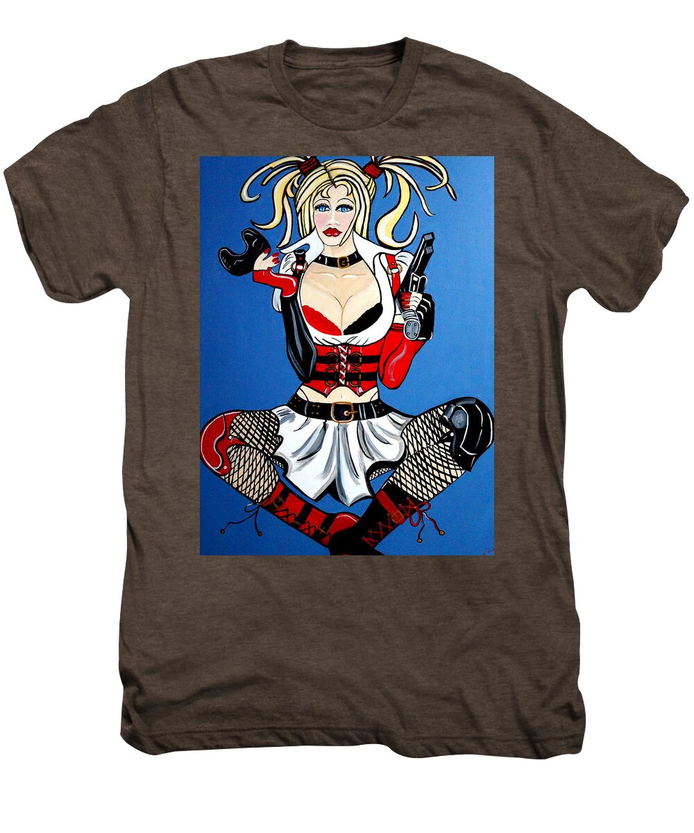 Harley Quinn Men's Premium T-Shirt featuring the painting Harley Quinn Suzanne by Nora Shepley
